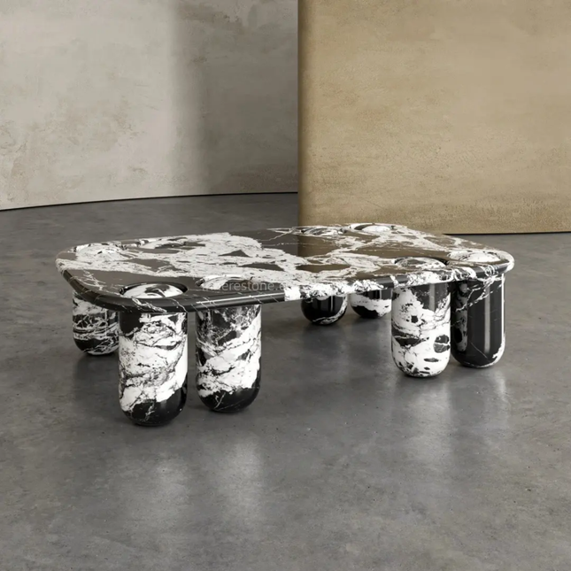 Rosso Levanto Marble Coffee Table ItalianVintage Style Natural Stone Table for Living Room