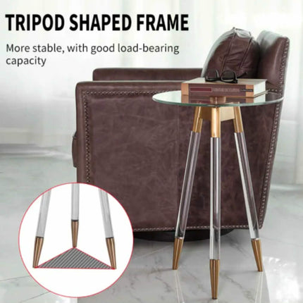 High Quality Living Room Furniture Sofa Round Clear End Tables Tempered Glass Top Side Acrylic Coffee Table