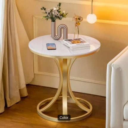 Marble Top Coffee Table With Gold Metal Frame Modern Design Durable & Portable Living Room Furniture