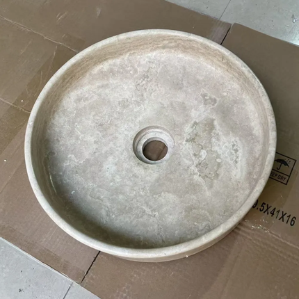 Custom Japanese Wabi Sabi Bathroom Sink Natural Marble Stone WashBasin Round Shape Travertine Wash Basin