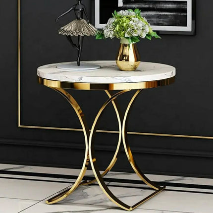 Light Luxury Sintered Stone Side Table Durable Modern Night Stand/Coffee Table With Metal Corner Home Furniture For Living Room