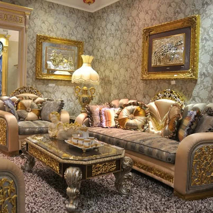 Modern Living Room Teak Wood Fabric Sofa Set-Durable Comfortable Home Furniture