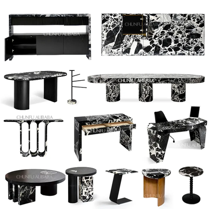 OEM ODM Modern Travertine Natural Marble Stainless Steel Side Table Extendable For Home Office or Living Room Furniture
