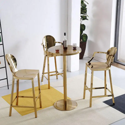 Gold Stainless Steel Adjustable Bar Stool Luxury Dining Chair for Hotel Restaurant Home Furniture Modern Design