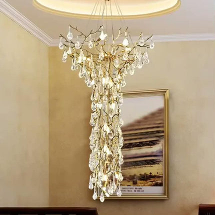 High Quality Modern Hotel Large Tree Branch Chandelier Gold Crystal Chandelier Light