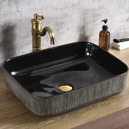 Custom Low Price Gold and Black Gold Square Bathroom Countertop Table Top Art Wash Sink Basin Bathroom Sink For Hotel