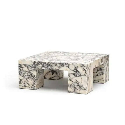 Modern calacatta Viola square marble coffee/side table low-profile plinth block natural stone living room furniture center table