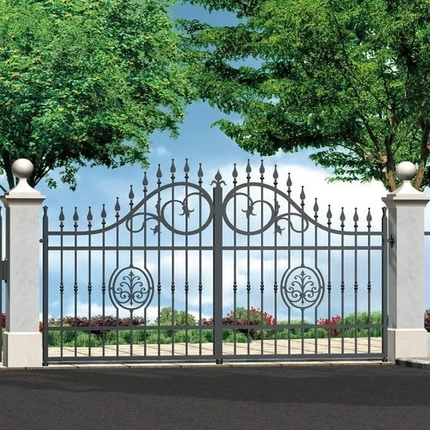 Decorative Wrought Iron Gate Custom Steel Driveway Gate Houses 7ft Height Eco-Friendly Classic/Traditional Modern Powder Coated