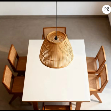 Modern Rattan Pendant Light – Natural Bamboo Hanging Lamp for Dining Room, Boho Minimalist Ceiling Lighting