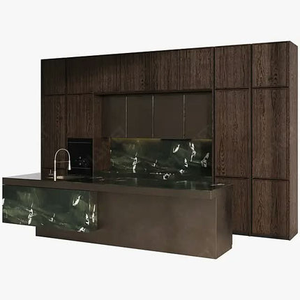 Modular Wood Grain Dark Laminate Luxury Kitchen Furniture Bestsellers in the Kitchen in the Kitchen Cabinets