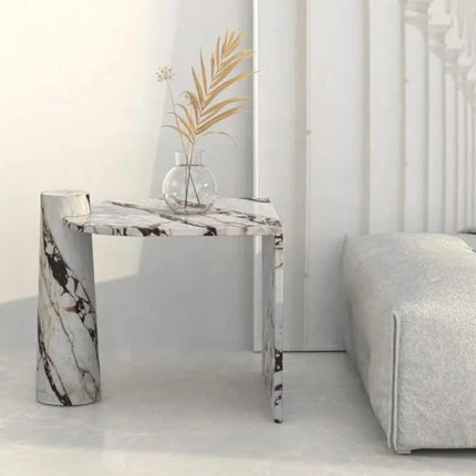 Custom Side Table Marble, Modern Calacatta Viola Furniture Decor Couch Sofa Marble Side Tables For Living Room Luxury