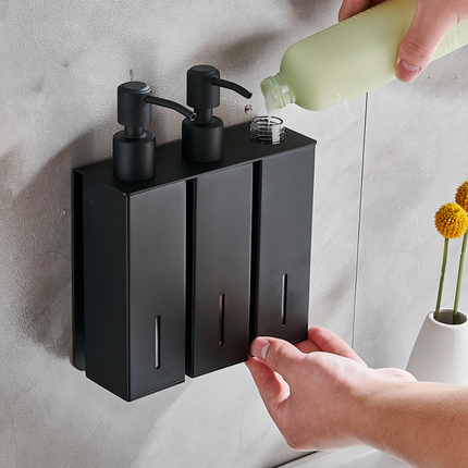 OEM Modern Stainless Steel 500ml Liquid Soap Dispenser Wall-Mounted Shower Shampoo Gel Dispenser Bathroom Accessories Metal Cup