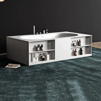 Custom Size Bathtub Luxury Bathroom Freestanding Artificial Marble Stone Acrylic Resin Solid Surface Bath Tub Bathtub