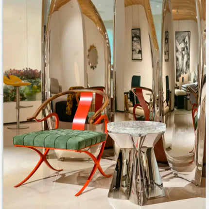 Modern Geometric Transparent Console Table with Polished Stainless Steel Frame Hand Finished Acrylic Top For Living Room Hotels