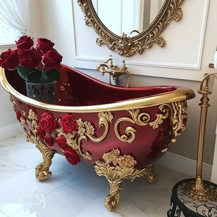 Sophisticated Metal Double European Bathtub With Modern Design Irregular Shape Durable Construction for Romantic Retreats Lid