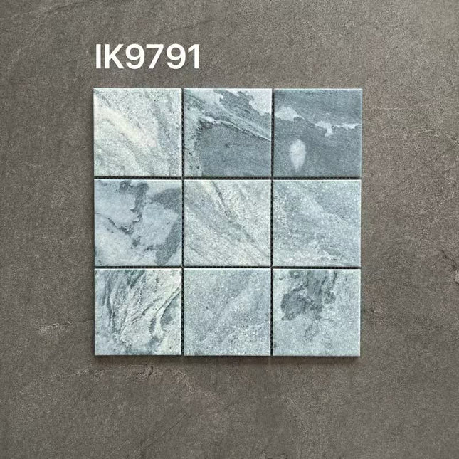 Mosaic Porcelain Sukabumi Pool Tiles Outdoor Indoor Bathroom Tiles 30x30cm Green Design