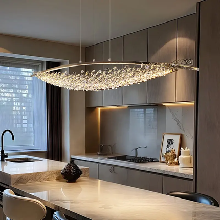 New Crystal Chandelier for Dining Room Island Counter Luxury Creative Villa Bar Counter Pendant Lamp Light