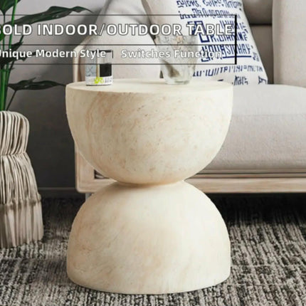 Modern Minimalist Wabi Sabi Natural Beige Travertine Stone Double Dome Marble Side Table