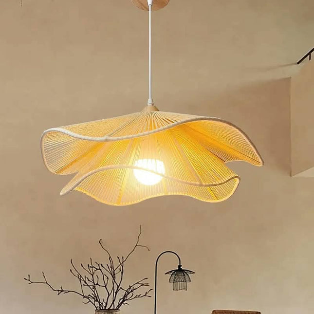 Wabi Sabi Style Pendant Light Zen Tea Room Homestay Retro Dining Room Art Rope Woven Lamp