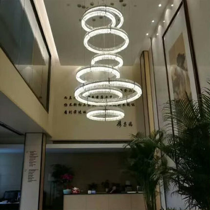 Modern Design Indoor Decoration Hotel Villa Custom Crystal Ring LED Chandelier Pendant Light