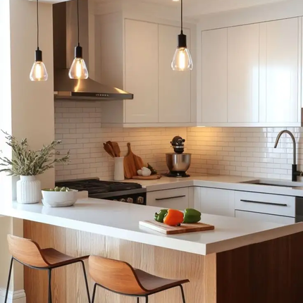 Whole House Custom Integrated Cabinets, Warn Wabi-Sabi, Open Small Space, Built-in Infrared Cooktop