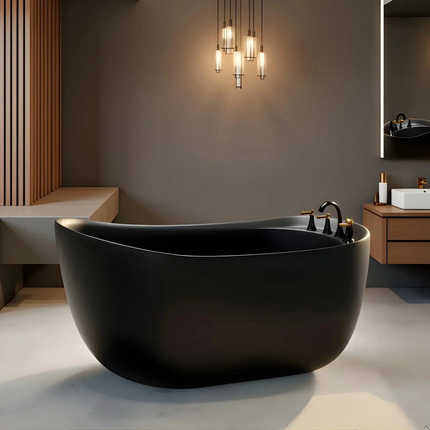 Exclusive OON Freestanding Black Matt Bathtub Acrylic Finish Modern Bathroom Tub Design