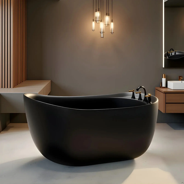 Exclusive OON Freestanding Black Matt Bathtub Acrylic Finish Modern Bathroom Tub Design