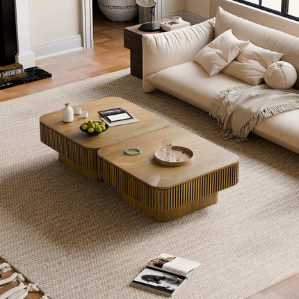 Made of concrete Modern Square Coffee Table For Living Room Hotel Use Wood Panel Storage Furniture For Home Decor