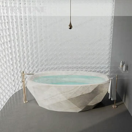 Natural Taj Mahal Marble Bathtub Ergonomic Soaking Tub For Luxury Private Home Indoor Design Custom Size