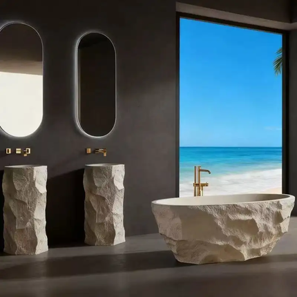 Special Design Freestanding Soaking Tub Portable Artificial Stone Bathtub For Hotels And Bathrooms