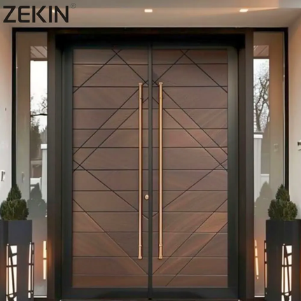 ZEKIN Factory Direct Wholesale USA Luxury Main Aluminum Entrance Door Anti-Theft Sound Insulation Front Entry Double Leaf Doors