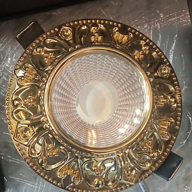 Classic Golden Recessed LED Light Italian Design Sophisticated Interior Illumination Masterpiece