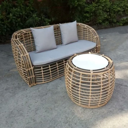 General Use Outdoor Wicker Rattan Sofa Chairs and Tea Table Set For Garden