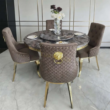 Luxury Modern Round Marble Dining Table – Elegant Dining Set for Villas, Dining Rooms & Restaurants