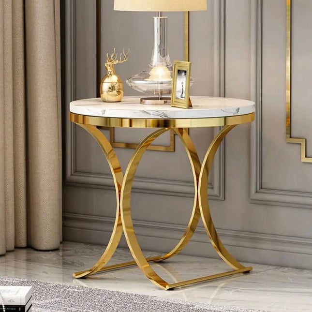 Modern Side Table Italian Luxury Sintered Stone Side Table Durable Modern Night Stand Stainless Steel Electroplated Corner Home Furniture For Living Room
