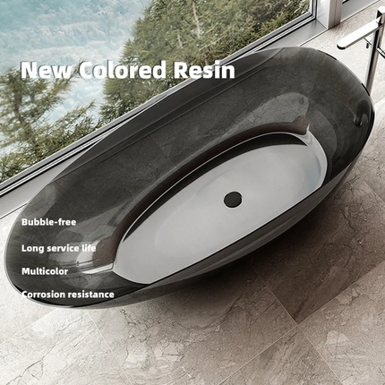 Crystal Bath Tub Moonstone Oval Shape Custom Made Bathroom Bathtub Freestanding Soaking Resin Bathtub