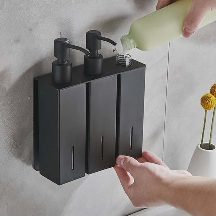 OEM Modern Stainless Steel 500ml Liquid Soap Dispenser Wall-Mounted Shower Shampoo Gel Dispenser Bathroom Accessories Metal Cup