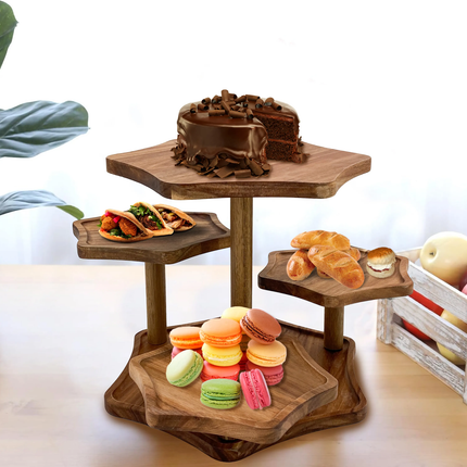 Acacia Wood Multi-Layer Dessert Cake Stand For Wedding Party