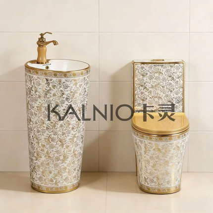 Superior White Gold Ornate Toilet Italian Design Beautiful Functional Artwork Masterpiece