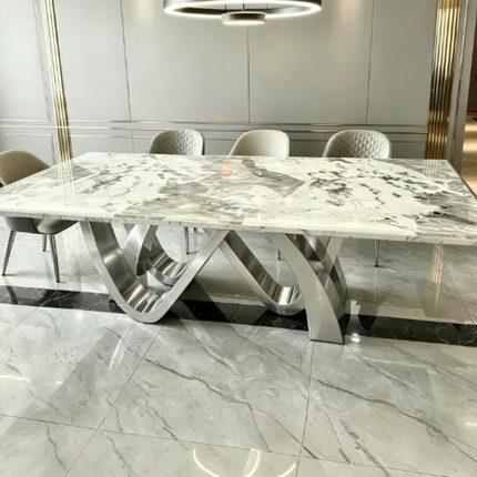Dining Room Furniture Luxury Marble Modern Dining Table Set 6 8 Chairs Wedding Party Banquet Tables Dining Room Table For Events