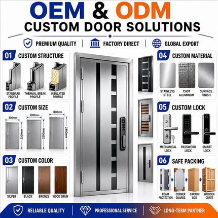 Factory Direct Sales Custom Stainless Steel Modern Bedroom Entrance Front Swing Residential Security Anti-Theft Door