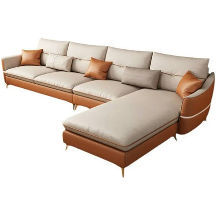 Light Luxury Modern Design Sectional Sofa for Living Room Furniture Solid Wood Frame Technology Cloth Sofa