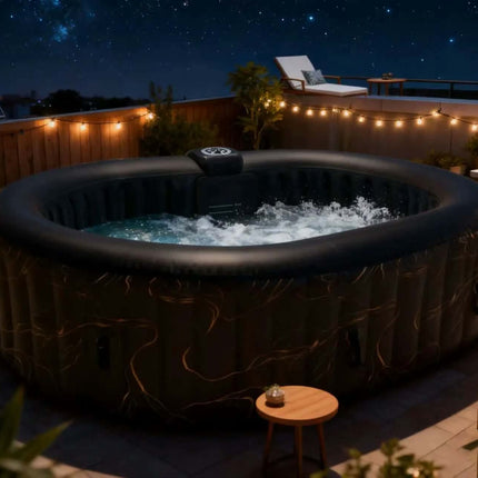 RTS Inflatable Spa Hot Tub Massage Pool Swimming Family Use 2-Person Laminated PVC Blue Round For Outdoor& Indoor