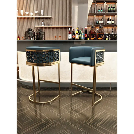 Modern Velvet Bar Stool with Gold Metal Frame For Hotel and Commercial Use