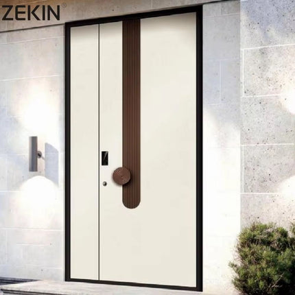 ZEKIN Aluminum Exterior Door Entrance Metal Hinged Front Entry Door Heat Insulation Anti-Theft Pivot-Mounted Main Entrance Door