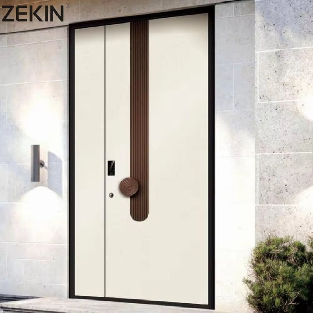 ZEKIN Aluminum Exterior Door Entrance Metal Hinged Front Entry Door Heat Insulation Anti-Theft Pivot-Mounted Main Entrance Door