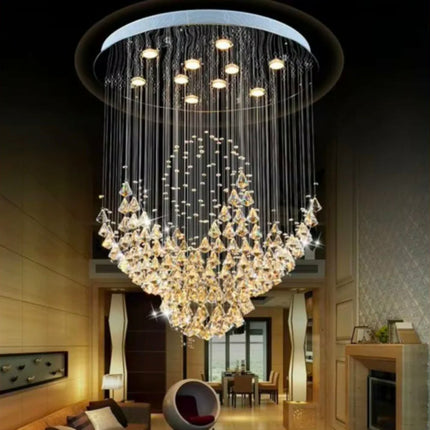 Nordic Custom Hotel Large Gold Long Crystal Chandeliers Ceiling Luxury Hanging Pendant Lights