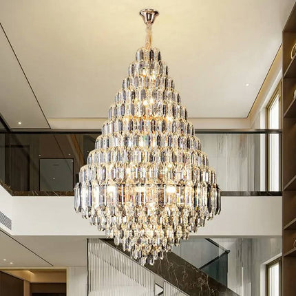 Customized Modern Luxury Crystal Lamp Multi-Storey Living Room Duplex Villa Building's Large Hollow Chandelier Post-Modern Stair