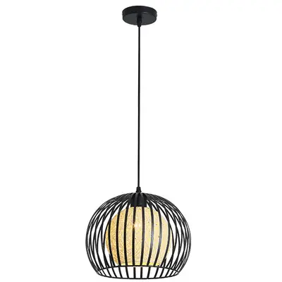 Fashion Creative Rattan Living Room Background Wall Chandelier Practical Iron Restaurant Bar E27 Pendant Light