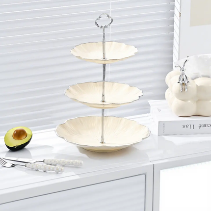 Classic Eco-Friendly Ceramic 3-Tier Dessert Display Stand Cake Stand Wedding Party Dinner Plate Hotels Fruit Plates